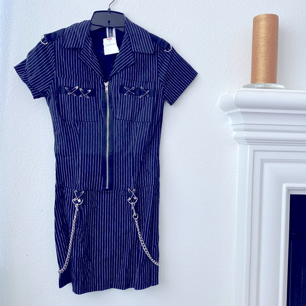 Vintage Striped Punk Military Dress